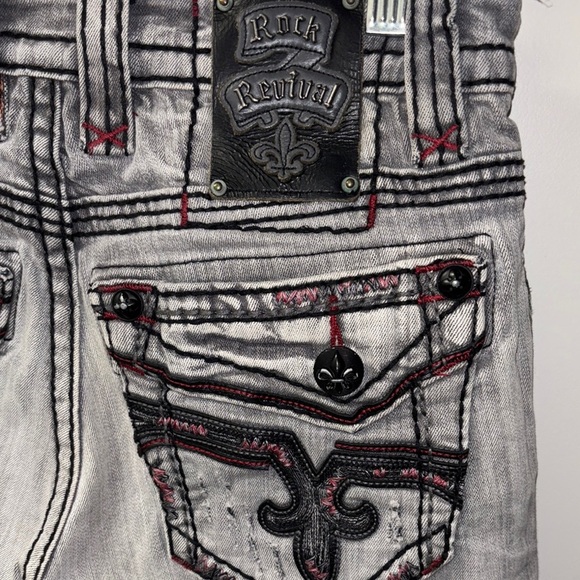 Rock Revival Gray Slim Straight Jeans with Distinctive Design - Picture 8 of 14